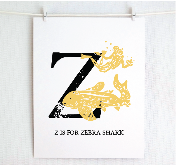 Z is for Zebra Shark Illustrated Print
