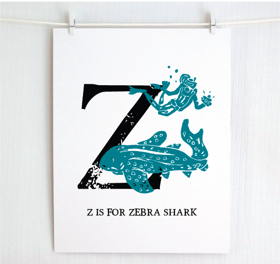 Z is for Zebra Shark Illustrated Print