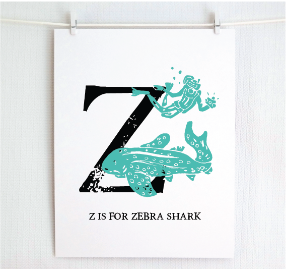 Z is for Zebra Shark Illustrated Print