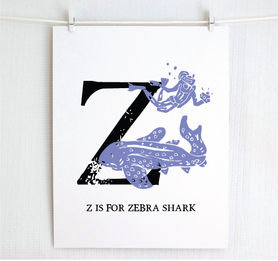 Z is for Zebra Shark Illustrated Print