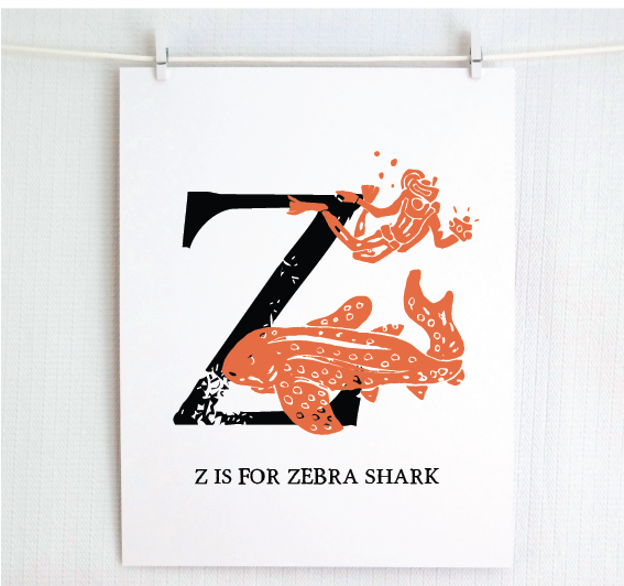 Z is for Zebra Shark Illustrated Print