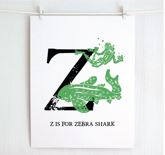 Z is for Zebra Shark Illustrated Print