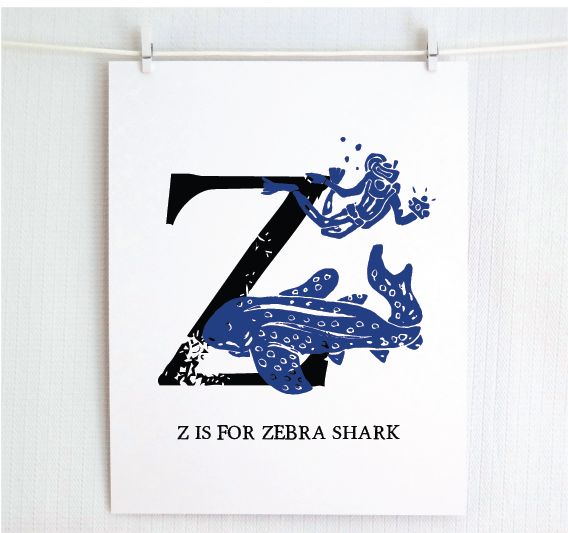 Z is for Zebra Shark Illustrated Print