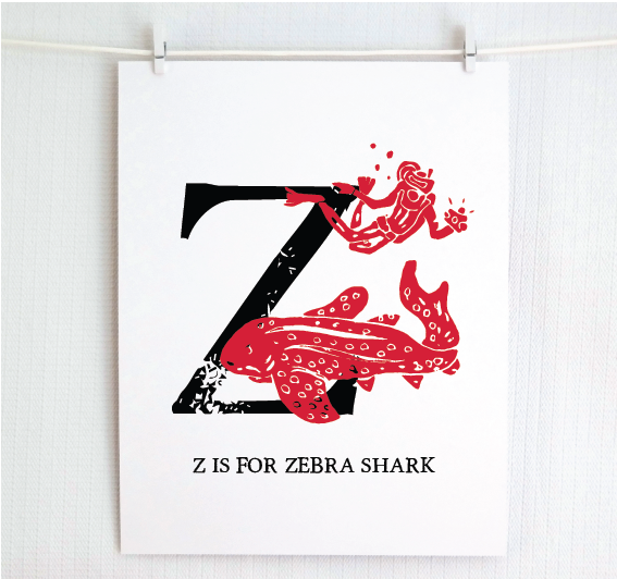 Z is for Zebra Shark Illustrated Print