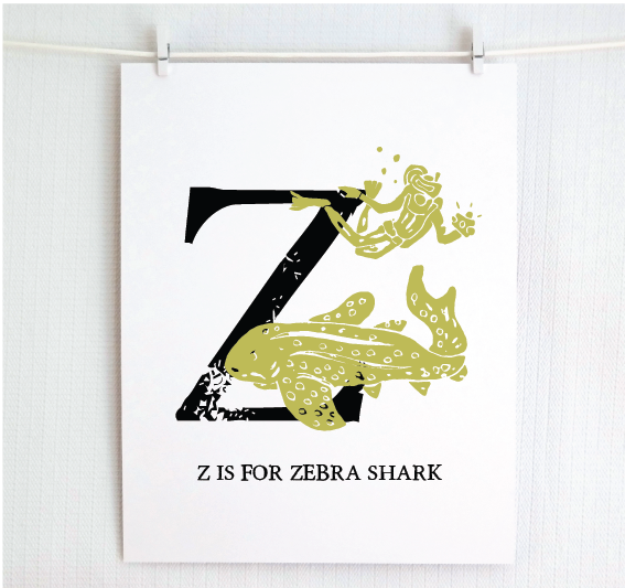 Z is for Zebra Shark Illustrated Print