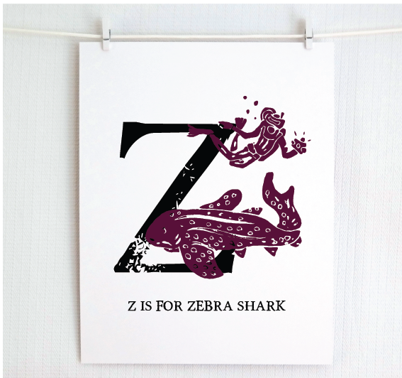 Z is for Zebra Shark Illustrated Print