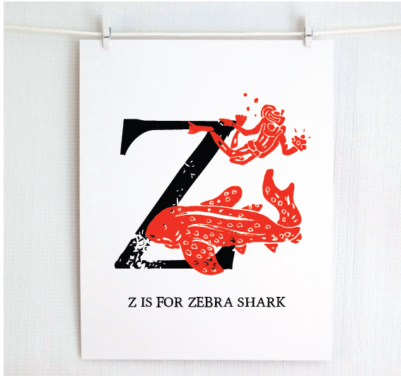 Z is for Zebra Shark Illustrated Print