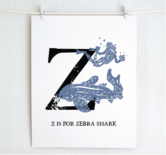 Z is for Zebra Shark Illustrated Print