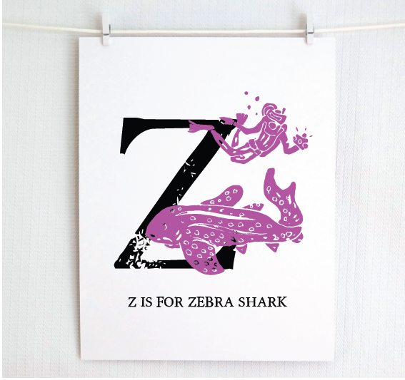 Z is for Zebra Shark Illustrated Print