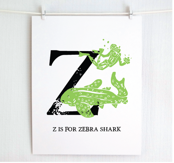 Z is for Zebra Shark Illustrated Print