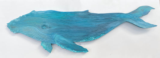 Big Humpback Whale Wood Sculpture