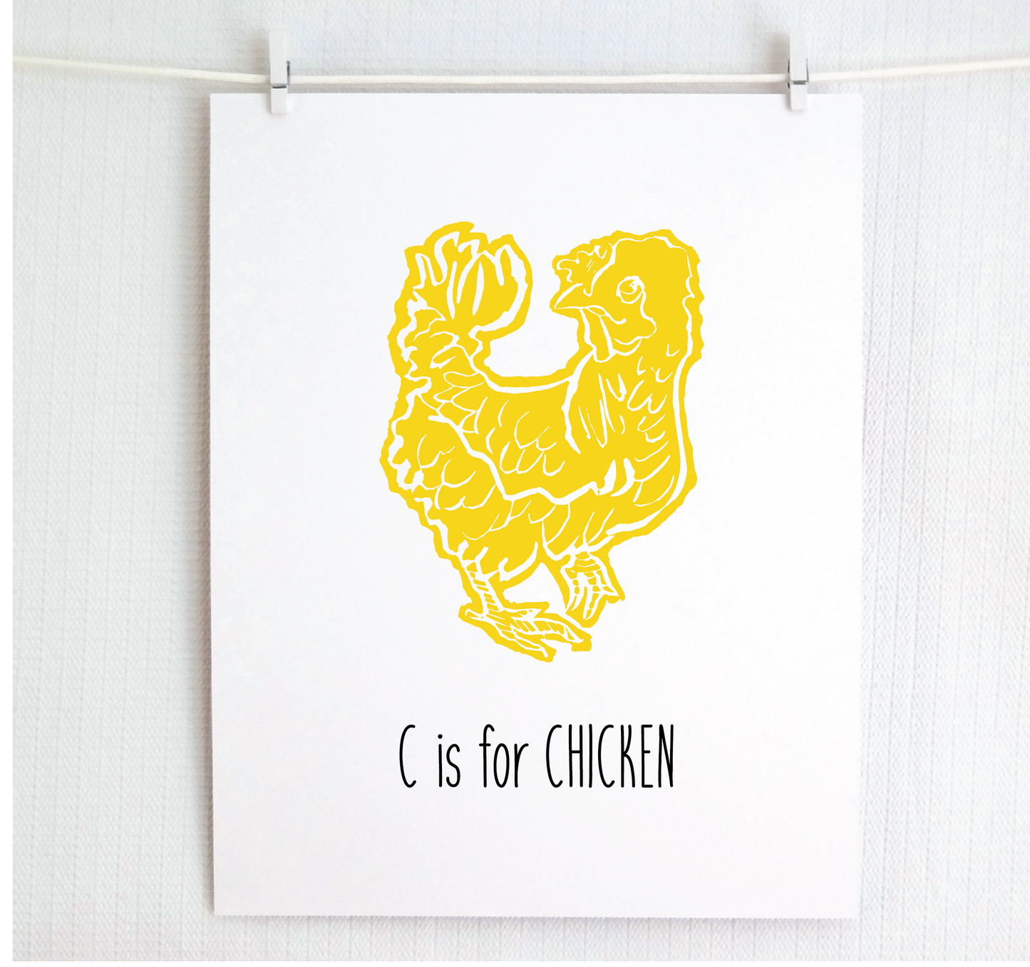 C is for Chicken Illustrated Print