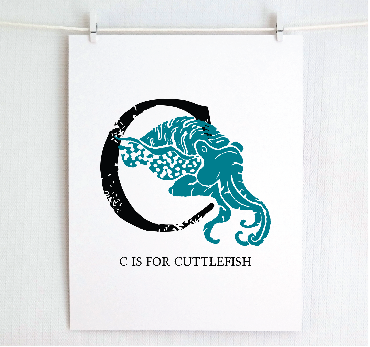 C is for Cuttlefish Illustrated Print