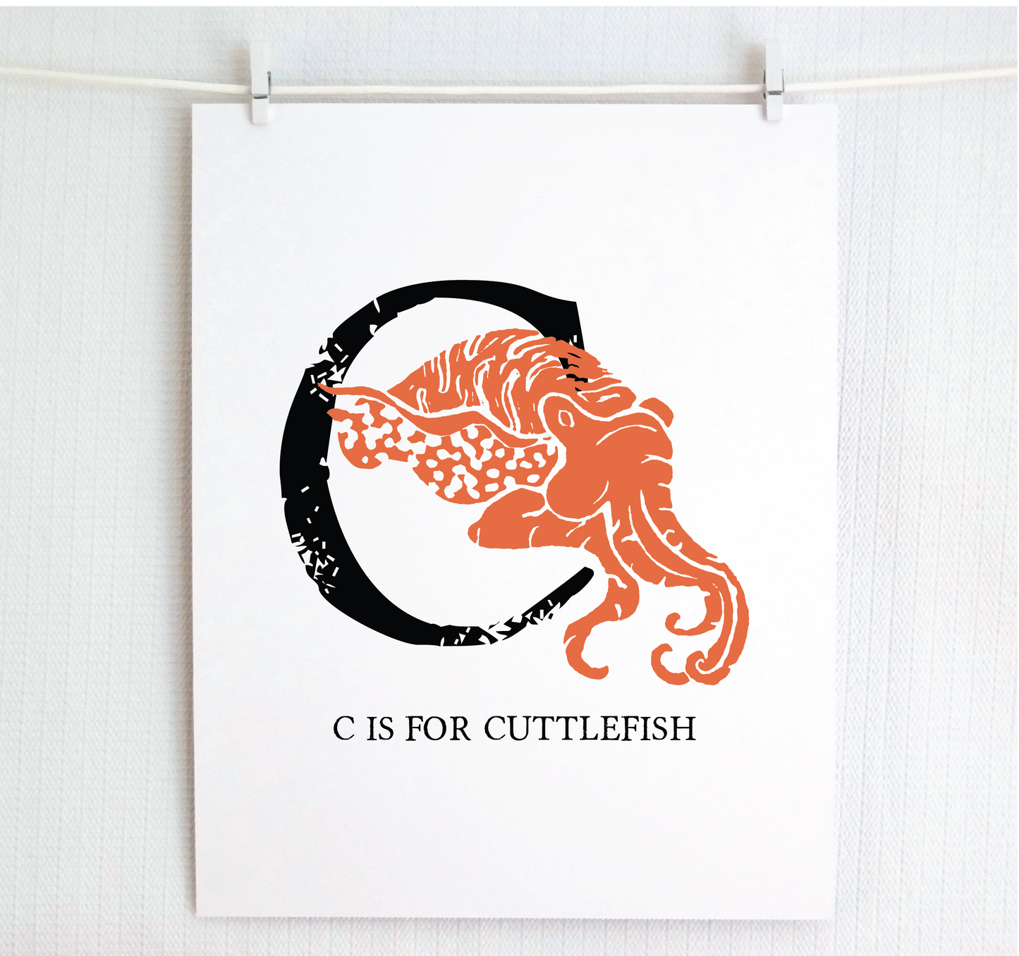 C is for Cuttlefish Illustrated Print