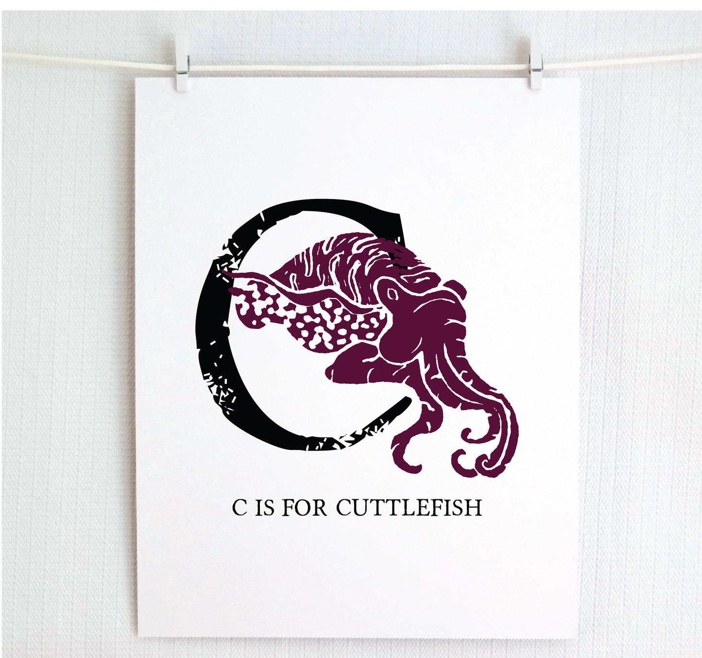 C is for Cuttlefish Illustrated Print