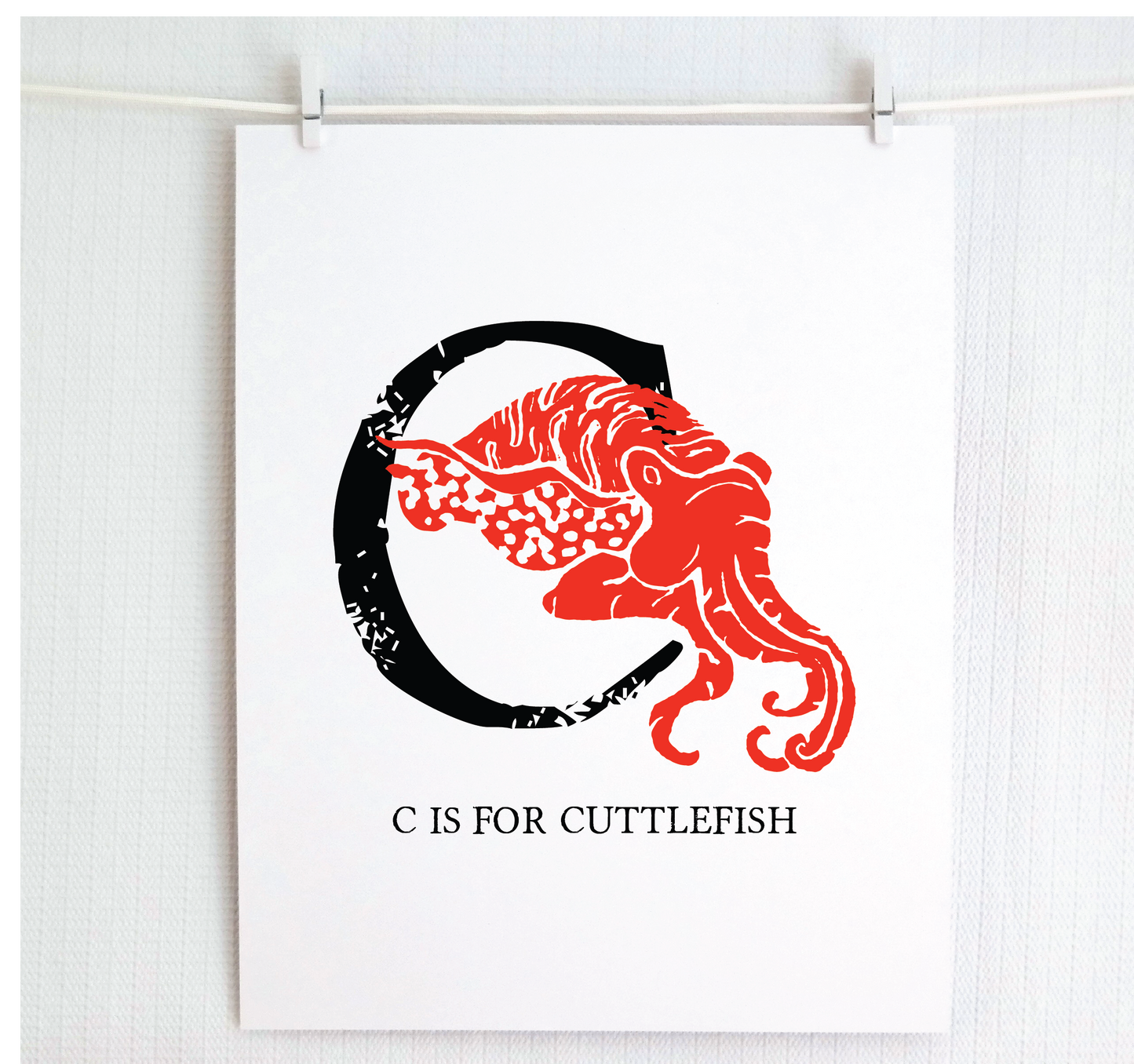 C is for Cuttlefish Illustrated Print