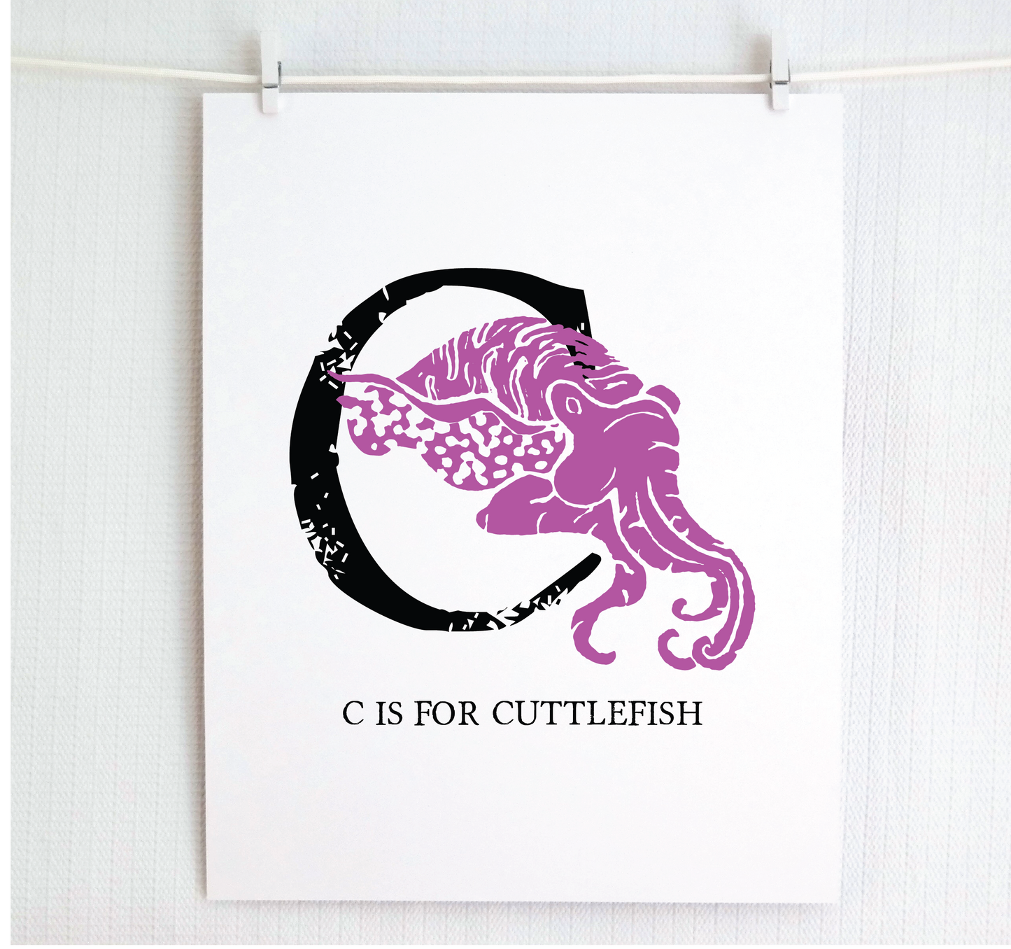 C is for Cuttlefish Illustrated Print