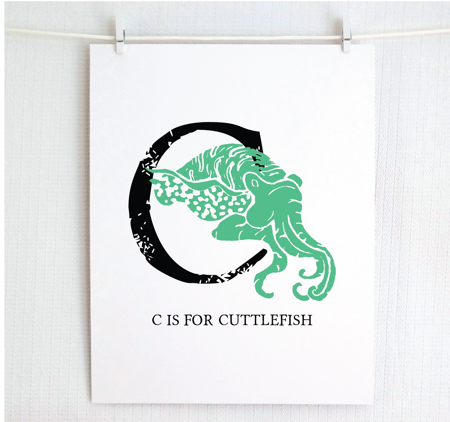 C is for Cuttlefish Illustrated Print
