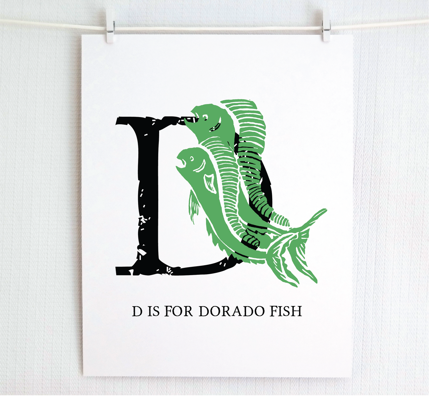 D is for Dorado Fish Illustrated Print