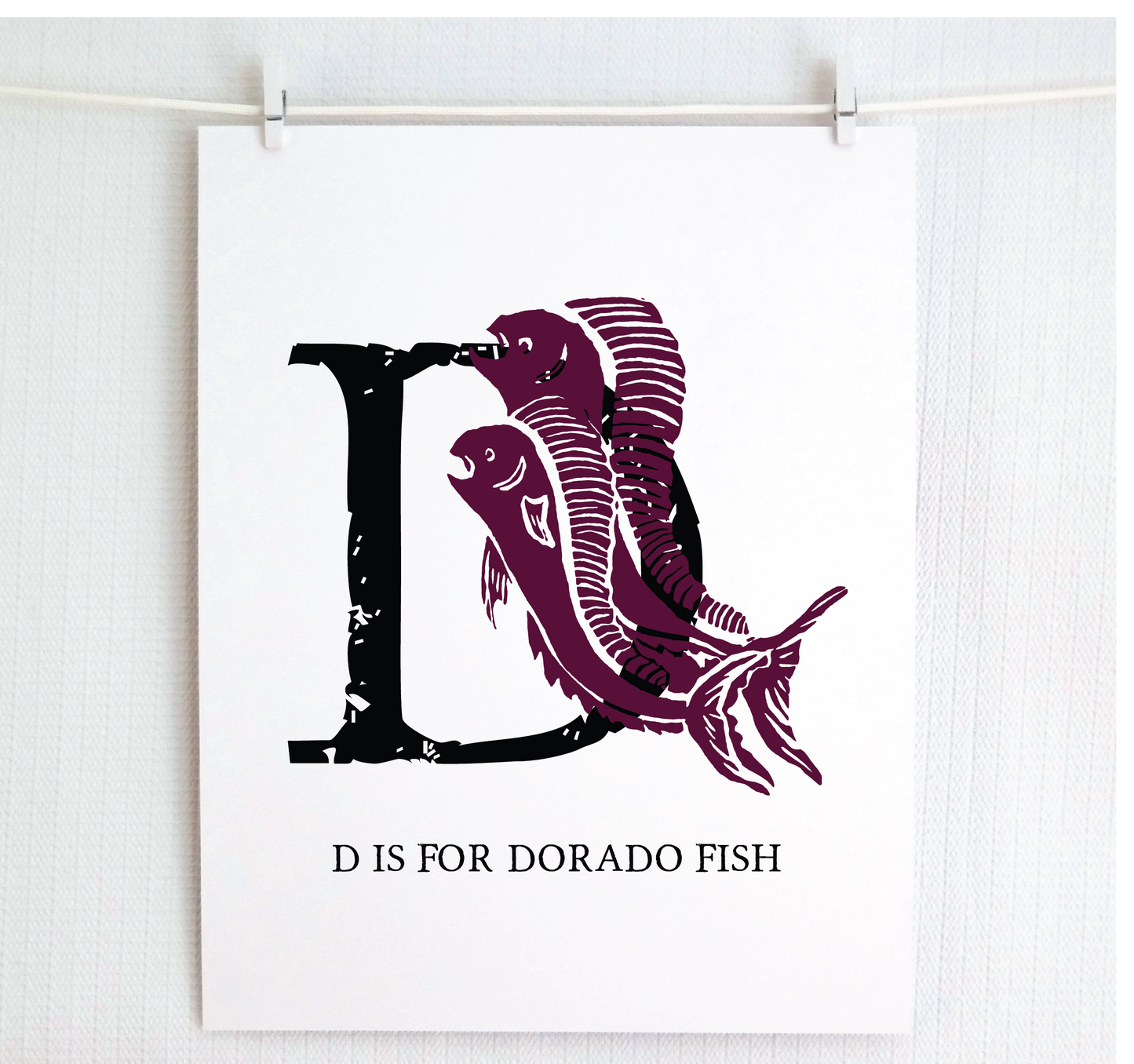 D is for Dorado Fish Illustrated Print