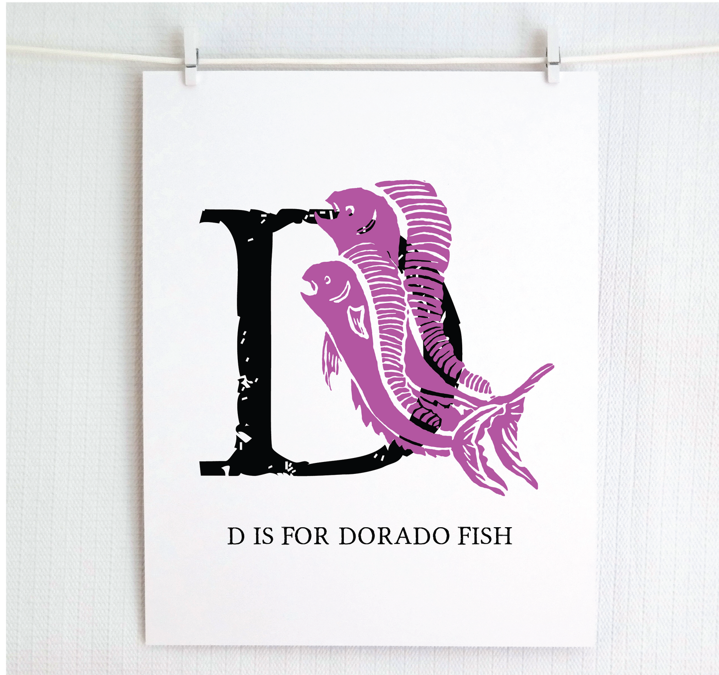 D is for Dorado Fish Illustrated Print