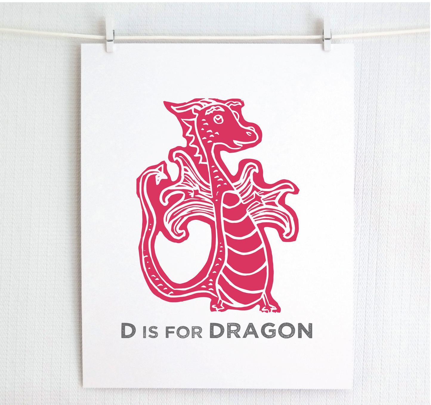 D is for Dragon Illustrated Print