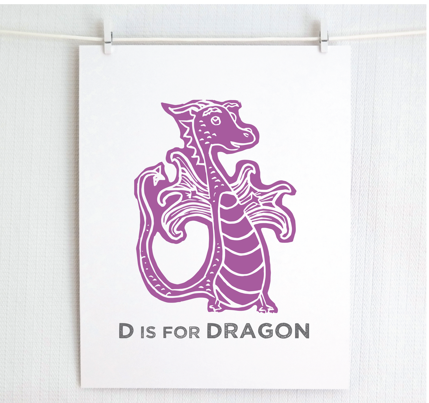 D is for Dragon Illustrated Print
