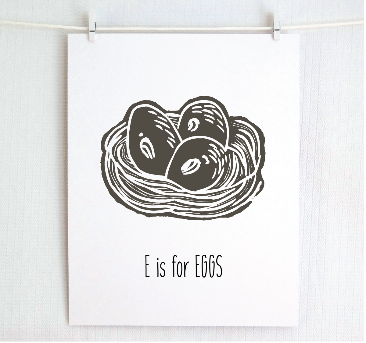 E is for Eggs Illustrated Print