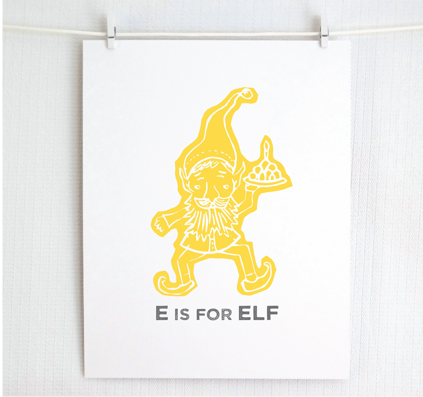 E is for Elf Illustrated Print