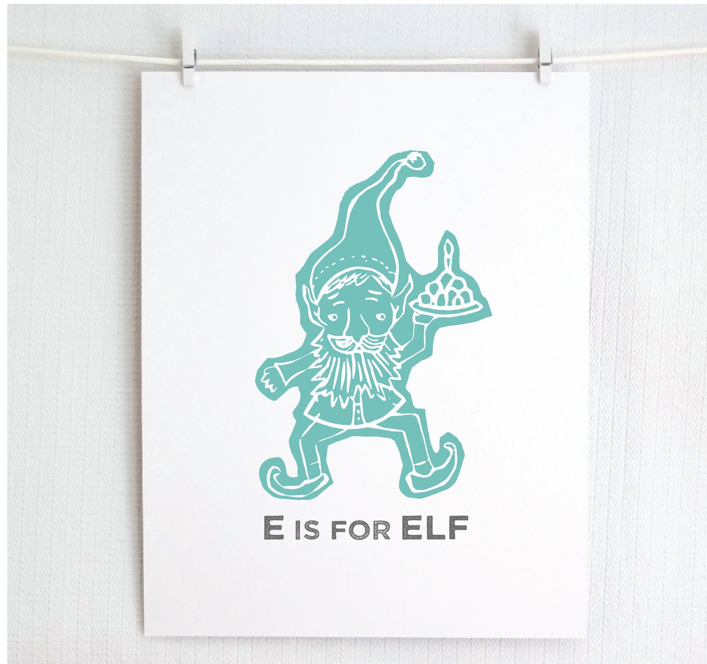 E is for Elf Illustrated Print