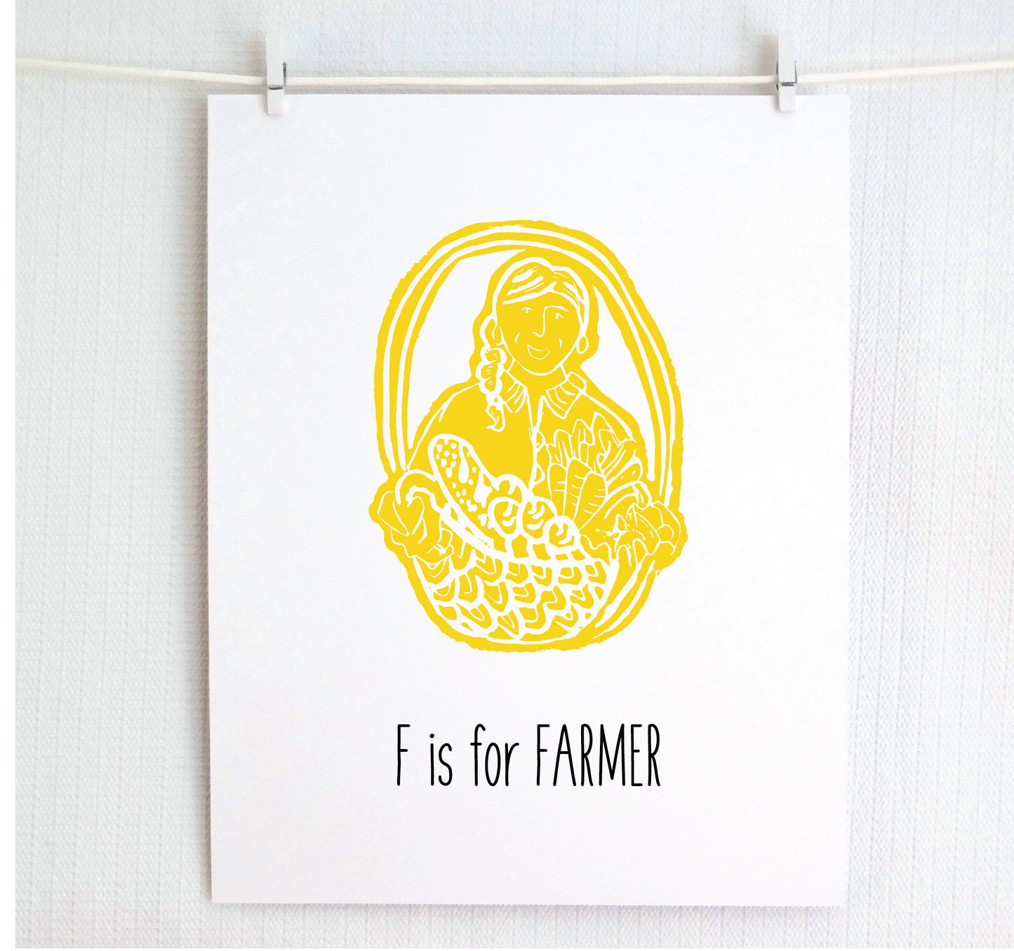F is for Farmer Illustrated Print