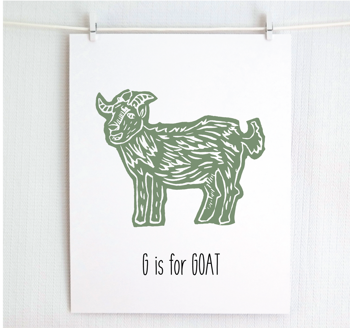 G is for Goat Illustrated Print