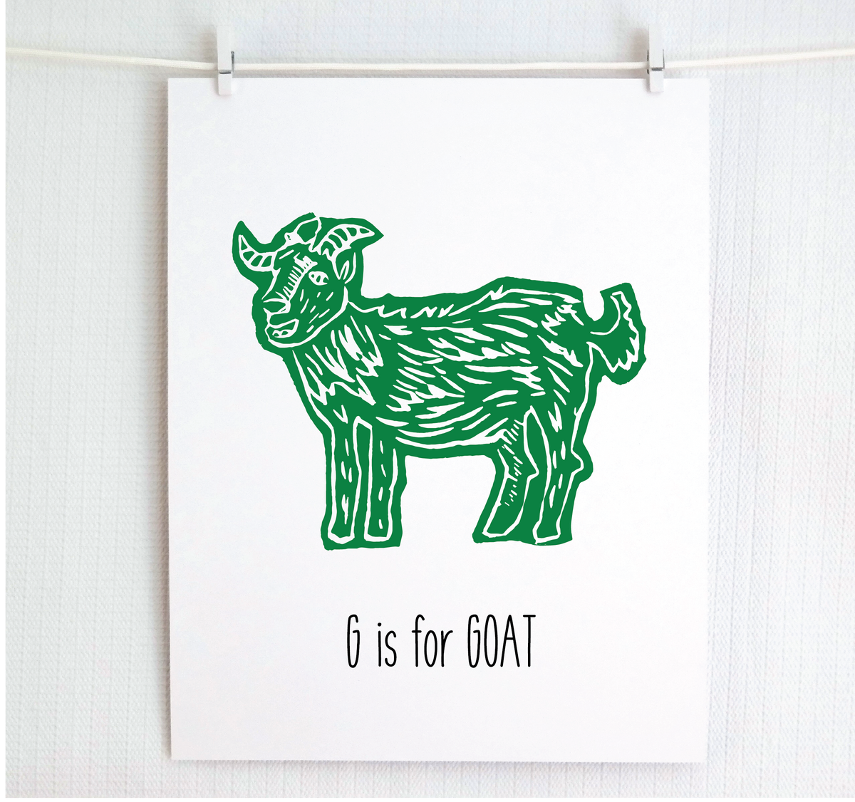 G is for Goat Illustrated Print