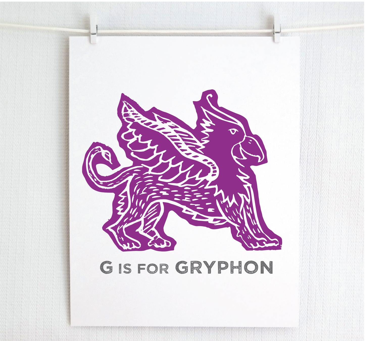 G is for Gryphon Illustrated Print