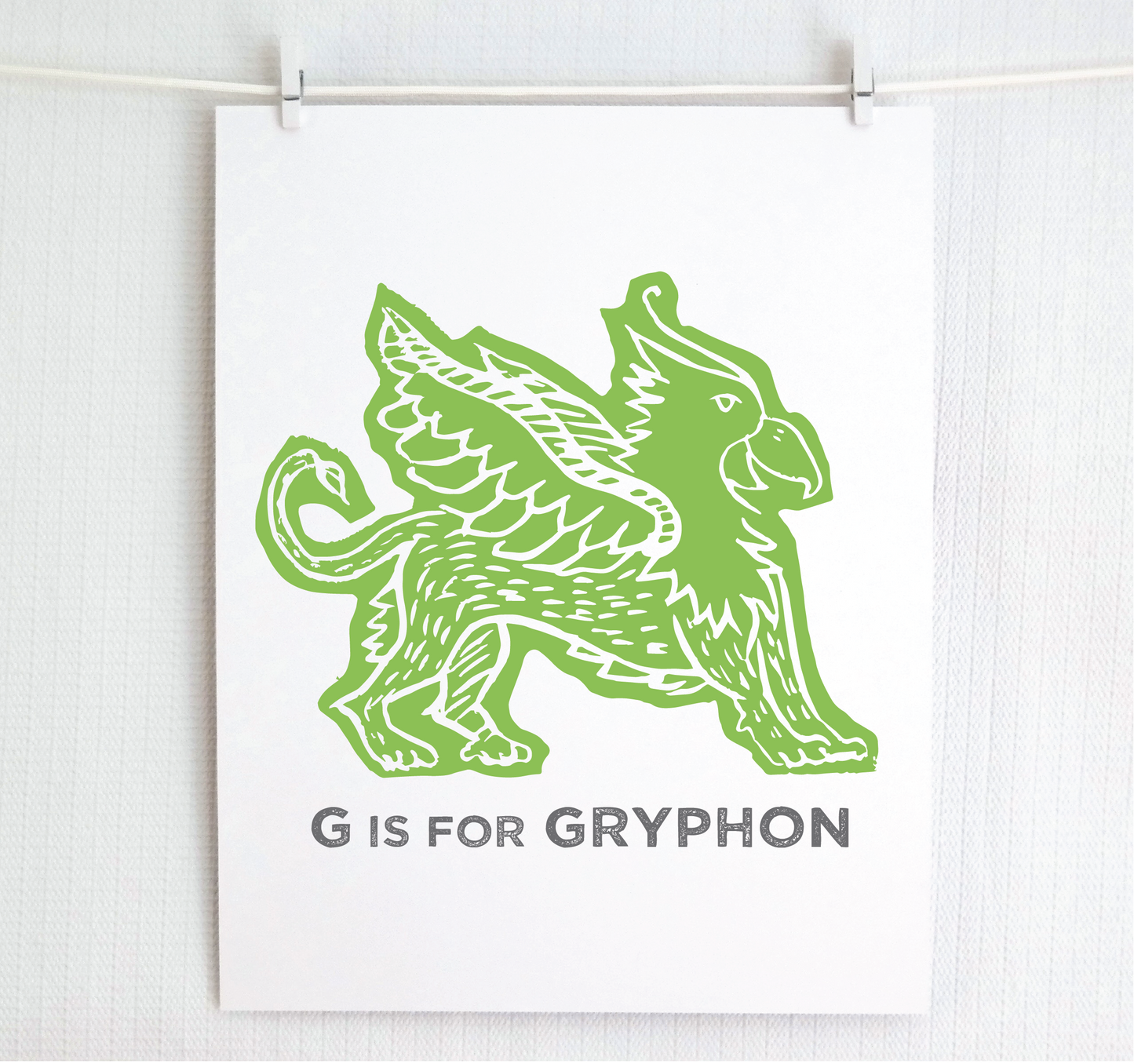 G is for Gryphon Illustrated Print