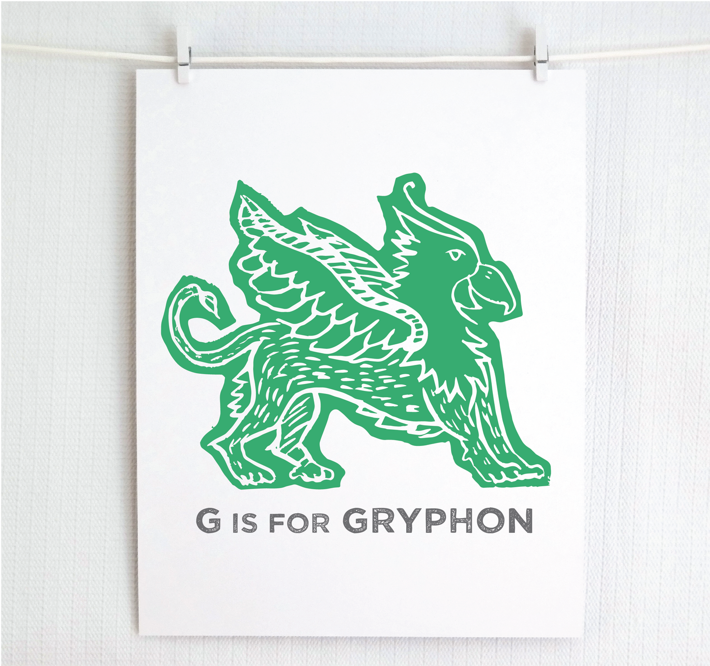 G is for Gryphon Illustrated Print