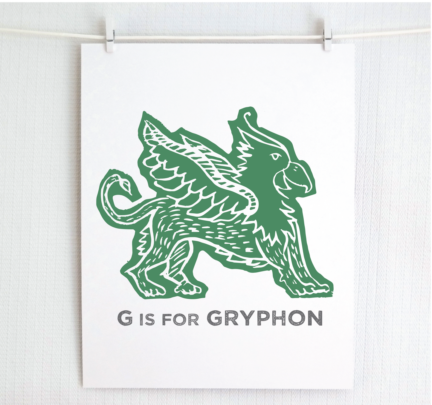 G is for Gryphon Illustrated Print