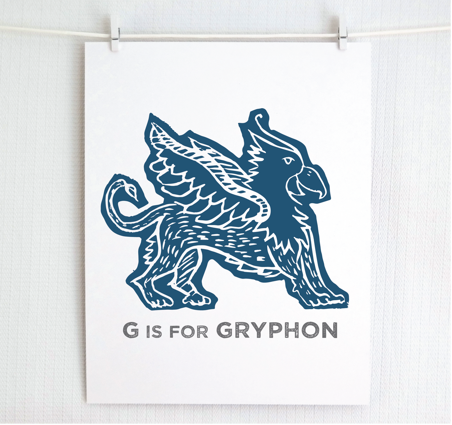 G is for Gryphon Illustrated Print
