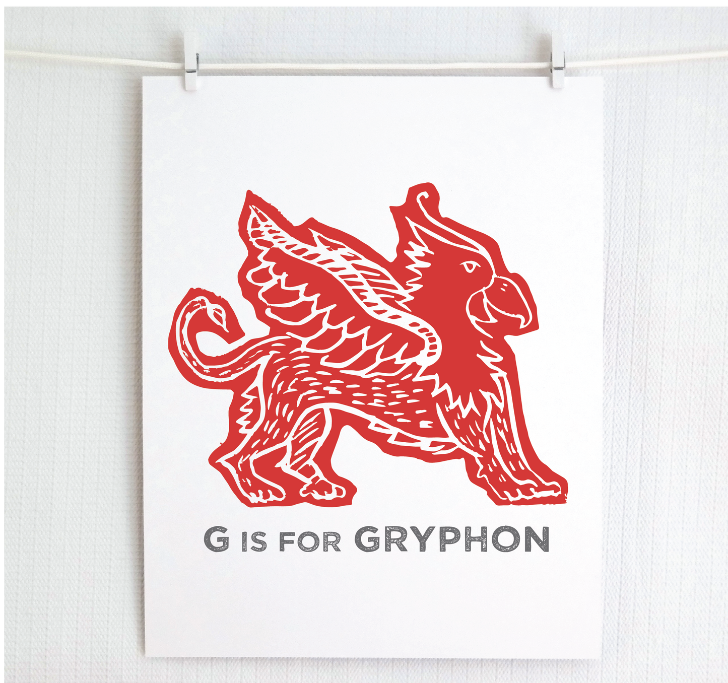 G is for Gryphon Illustrated Print