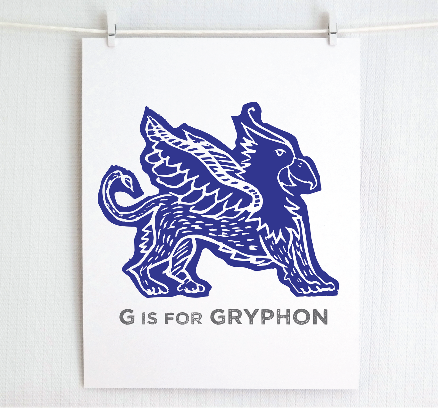 G is for Gryphon Illustrated Print