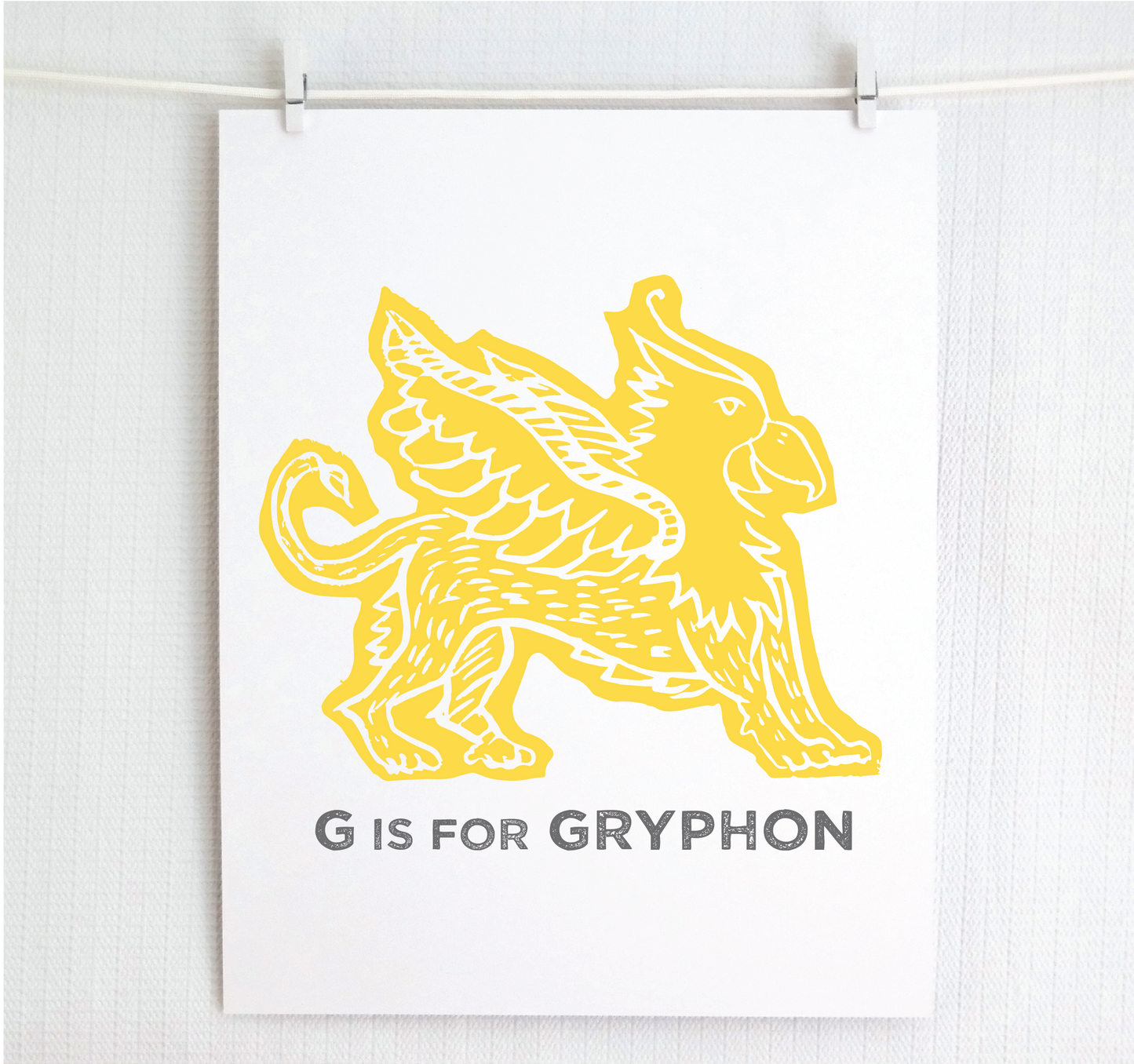 G is for Gryphon Illustrated Print