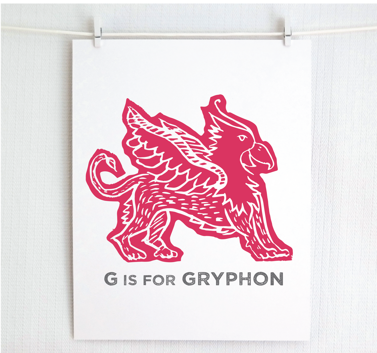 G is for Gryphon Illustrated Print