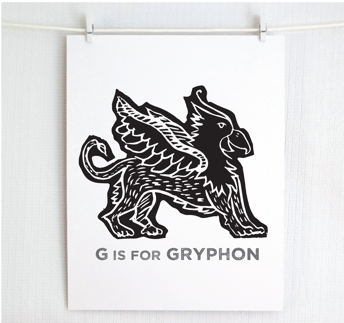 G is for Gryphon Illustrated Print