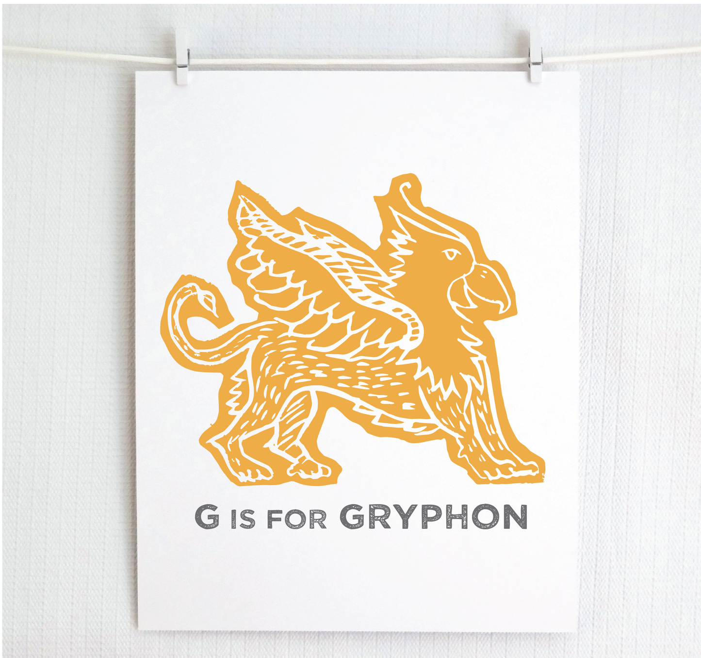 G is for Gryphon Illustrated Print