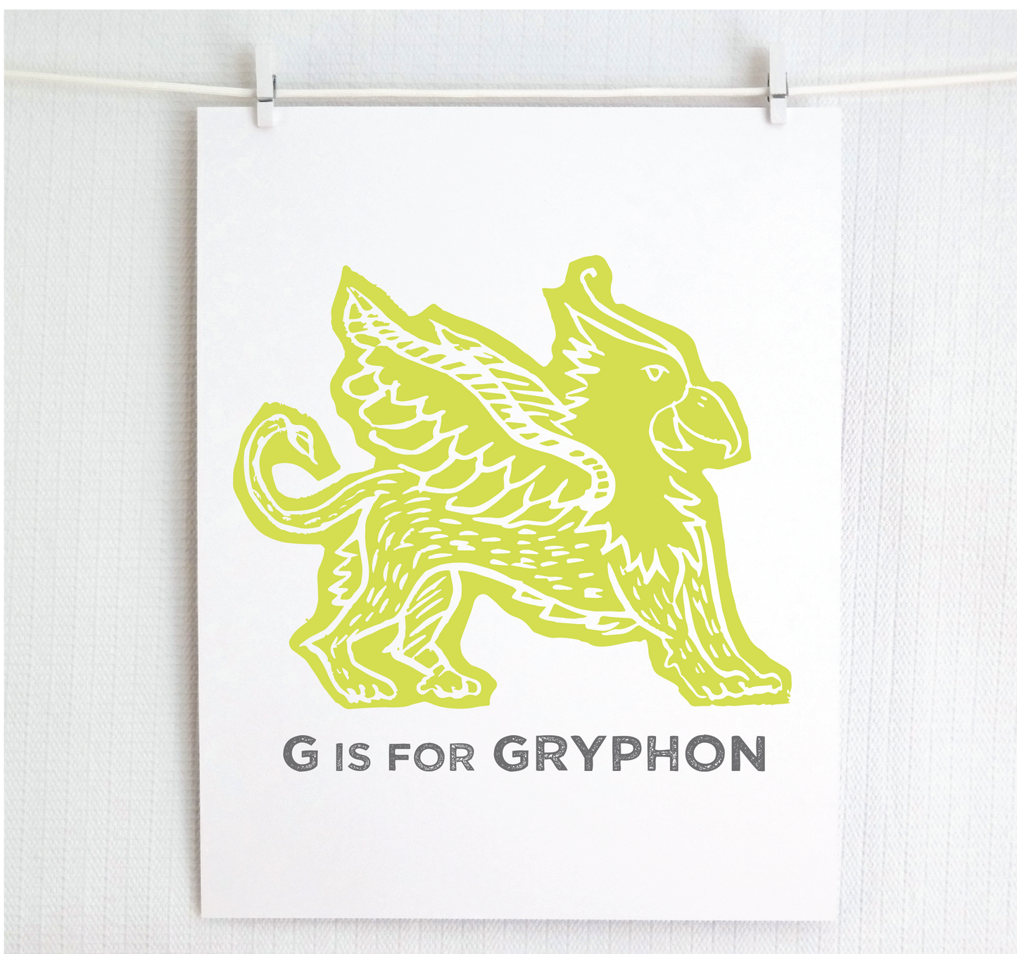 G is for Gryphon Illustrated Print