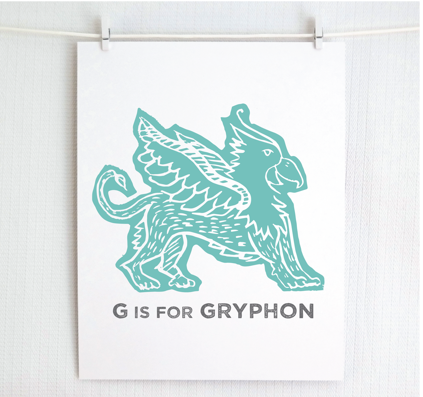 G is for Gryphon Illustrated Print