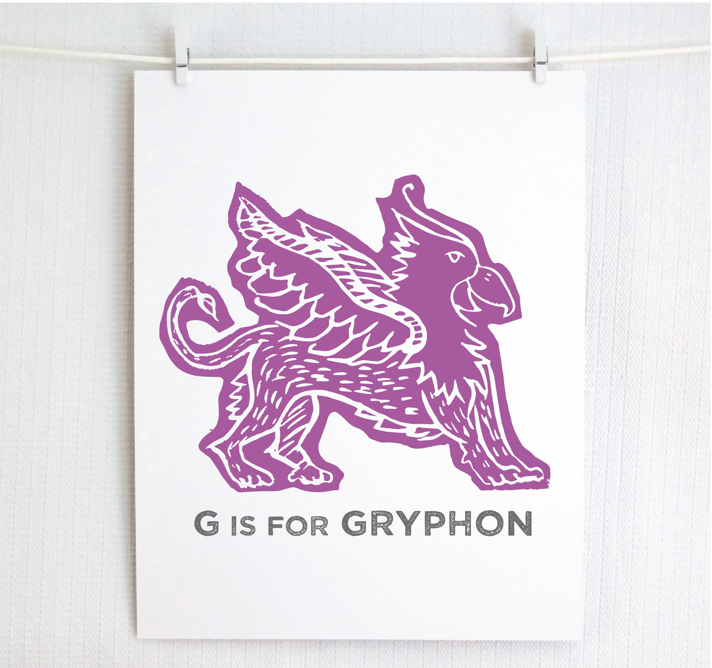 G is for Gryphon Illustrated Print