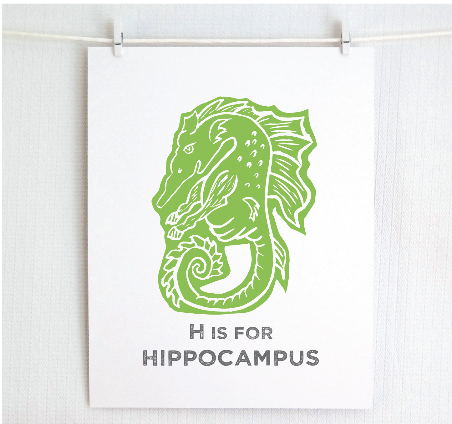 H is for Hippocampus Illustrated Print