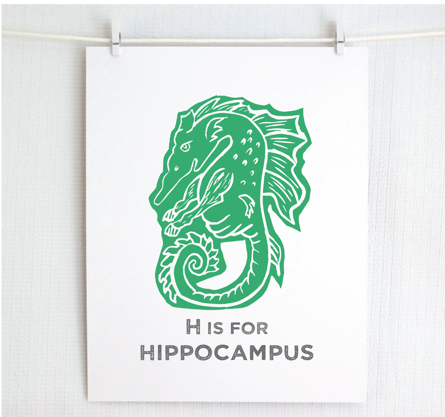 H is for Hippocampus Illustrated Print