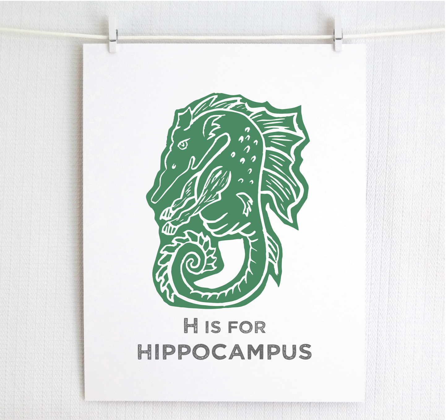 H is for Hippocampus Illustrated Print